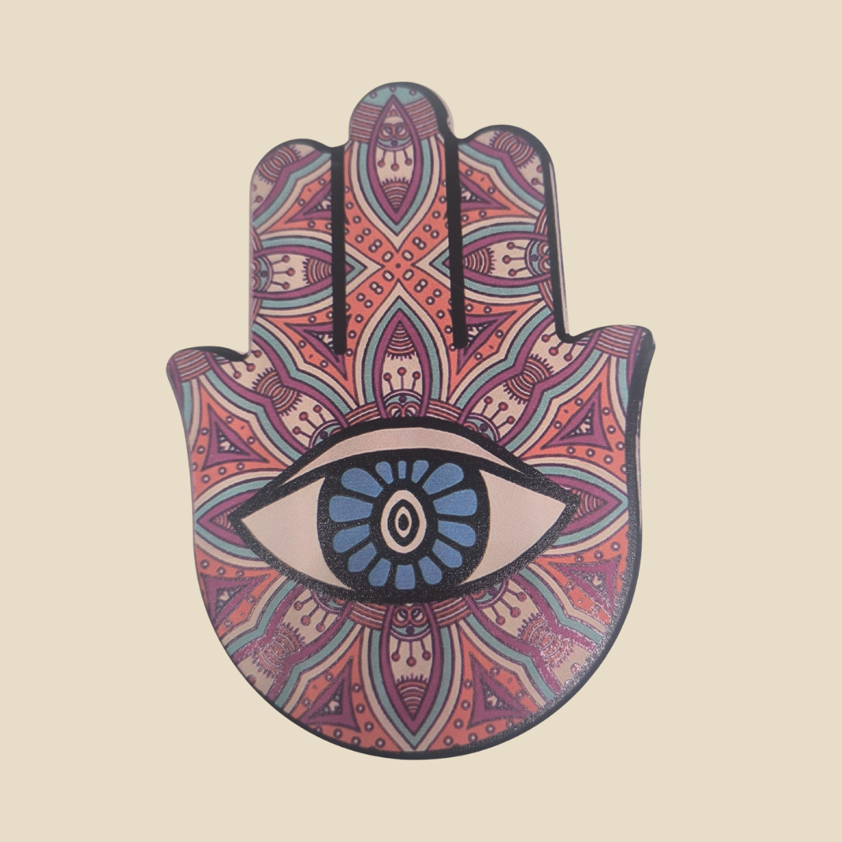 Sacred Hamsa Mandala Altar Base | Protection & Crystal Display