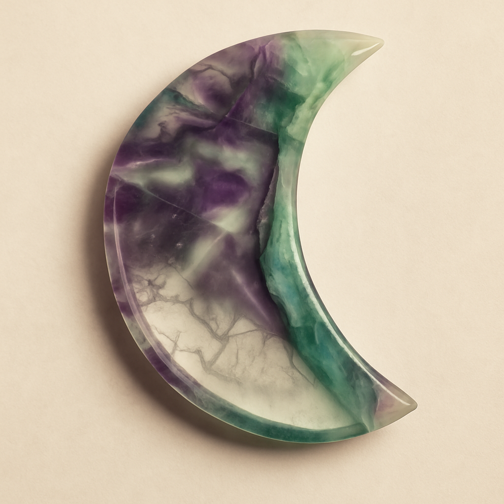 Rainbow Flourite Crescent Moon Bowl