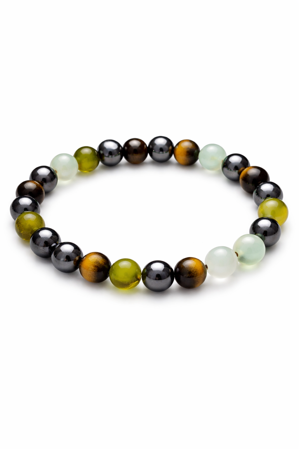 Hematite, Tiger’s Eye & Glass Bead Bracelet