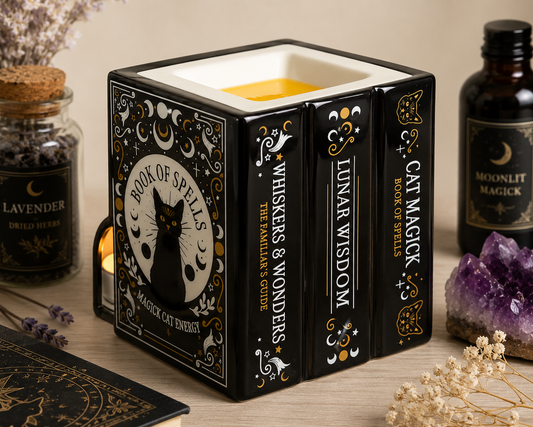 Black Cat Book of Spells Oil Burner and Wax Warmer