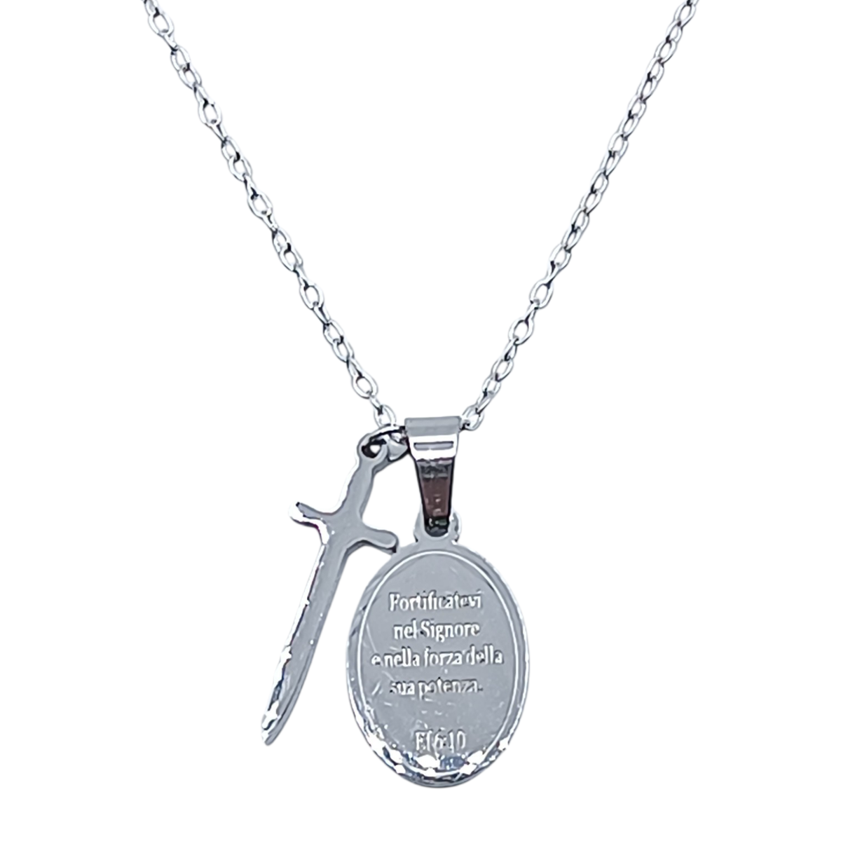 Saint Michael the Archangel medal in steel with chain