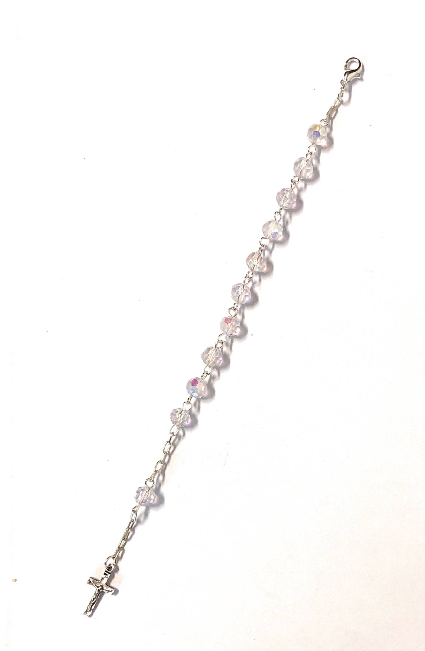 Hand-Bound Italian Crystal Decade Bracelet – Transparent Aurora Borealis