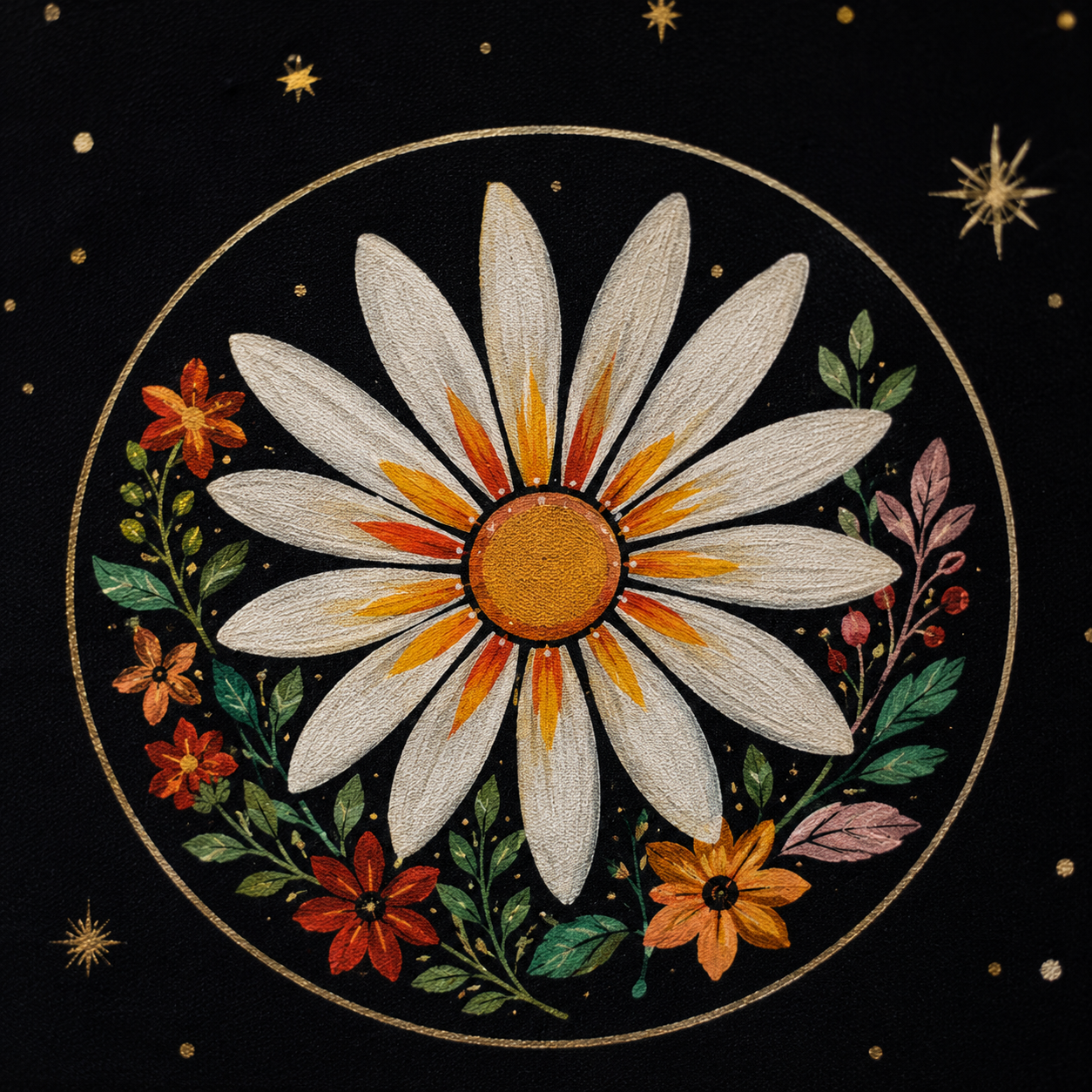 Lunar Bloom Moon Phase in Black -  Wall Tapestry