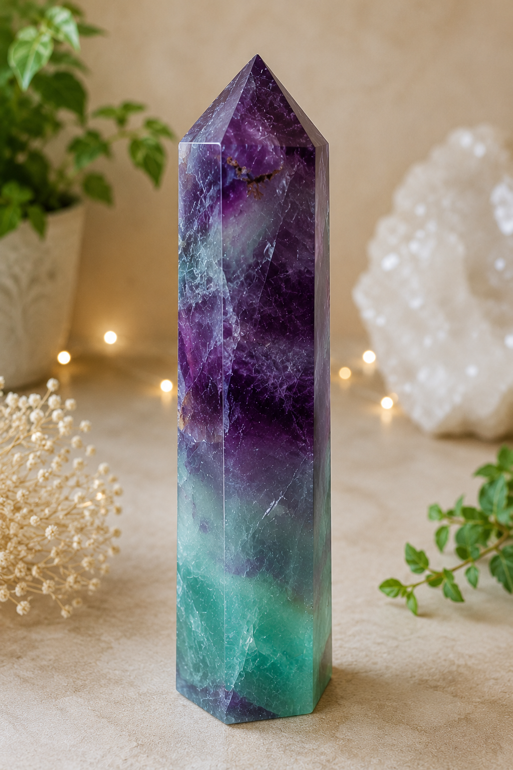 Rainbow Flourite Tower 7.3"