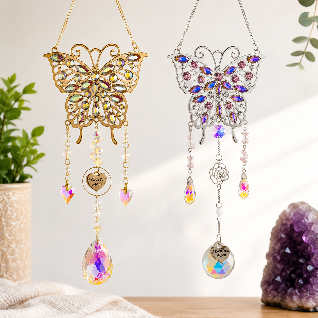Butterfly Crystal Suncatcher – Gold or Silver
