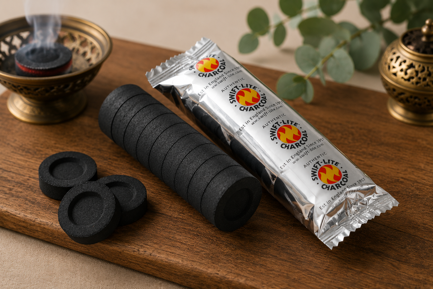 10 Quick - Light Charcoal Discs | Perfect for burning resins and herbs