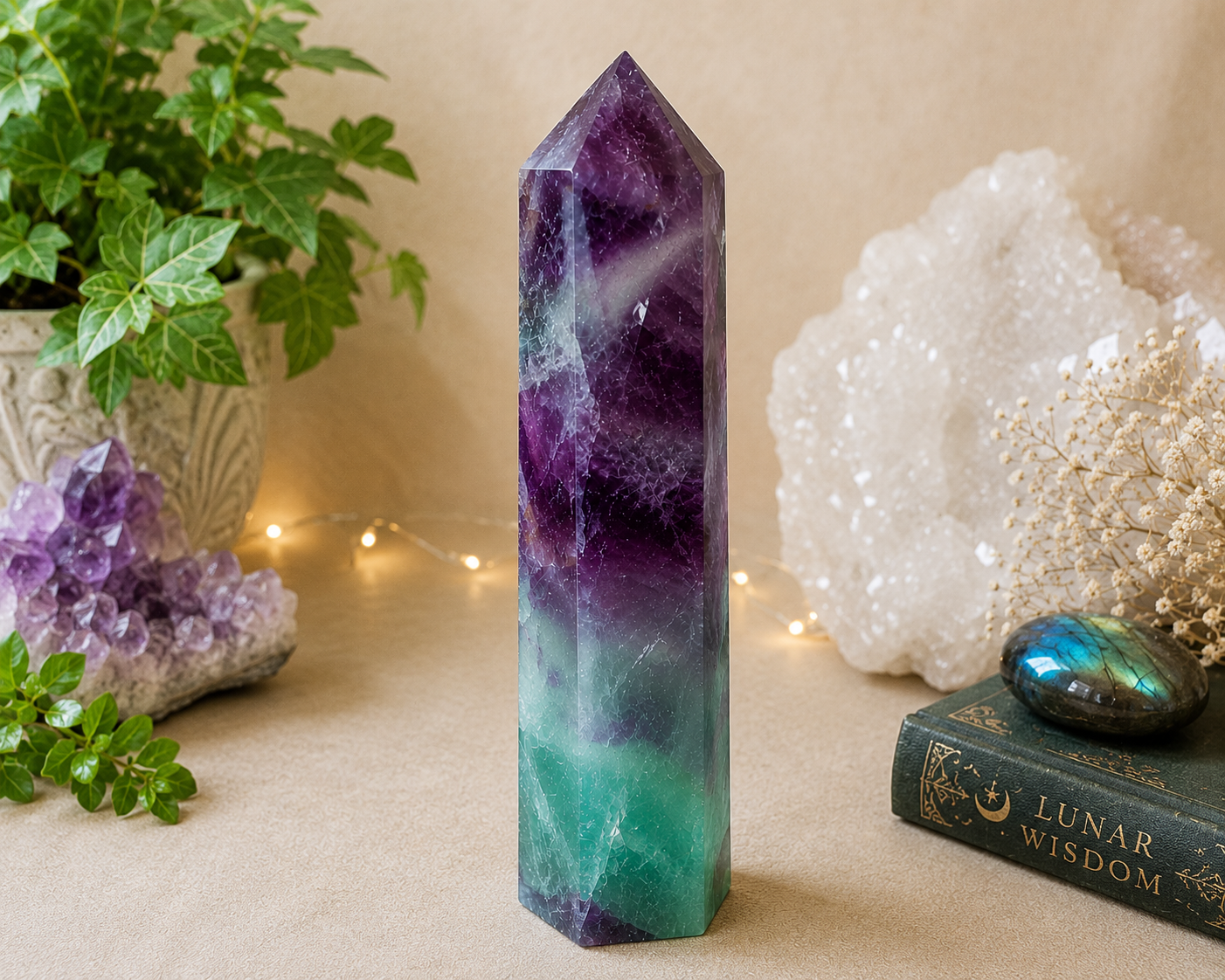 Rainbow Flourite Tower 7.3"