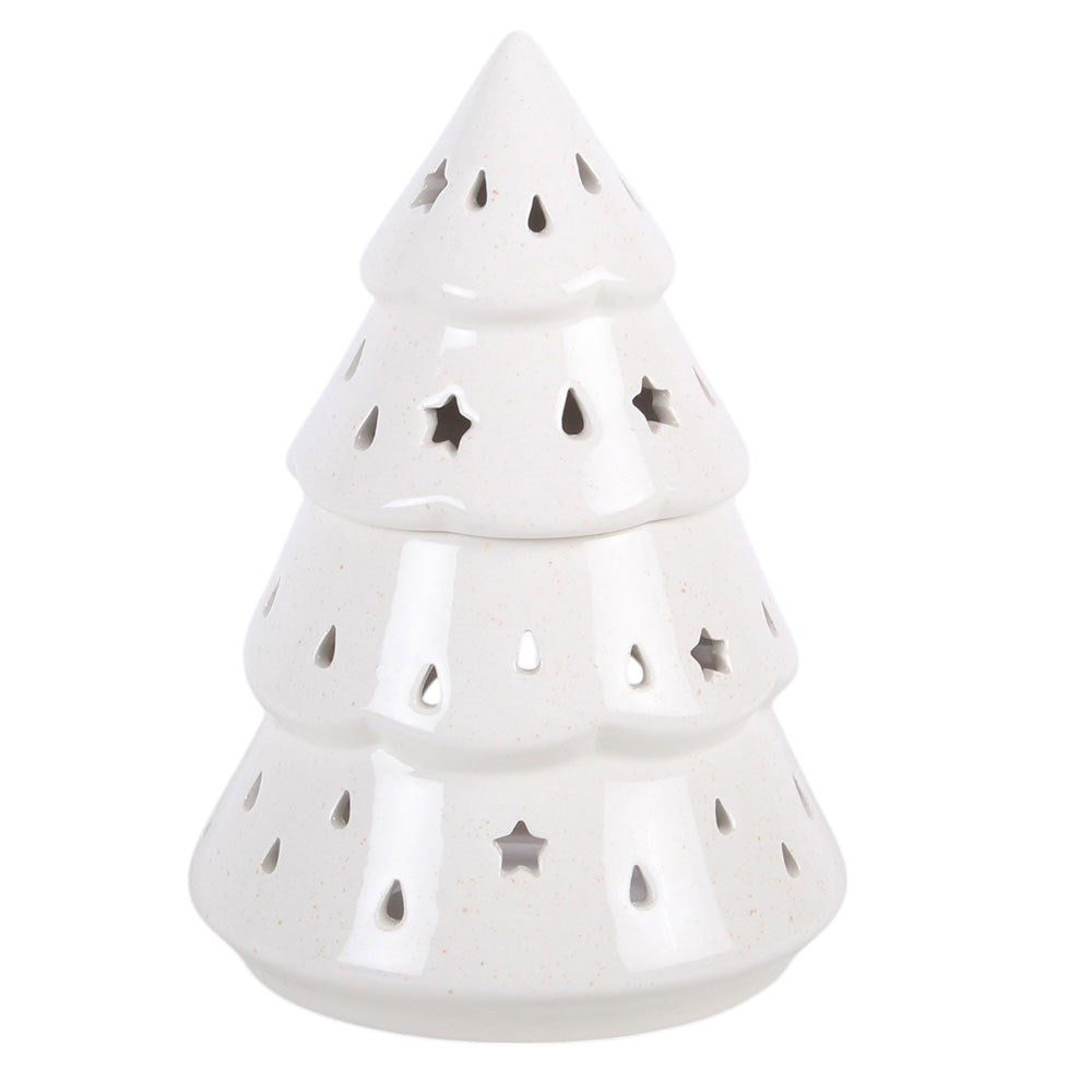 White Snow Much Fun Ceramic Fir Tree Oil Burner