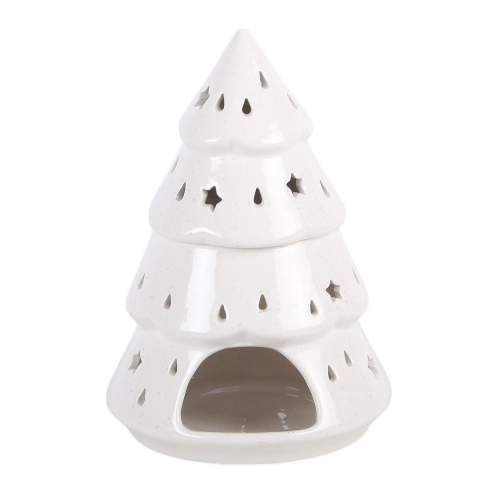 White Snow Much Fun Ceramic Fir Tree Oil Burner