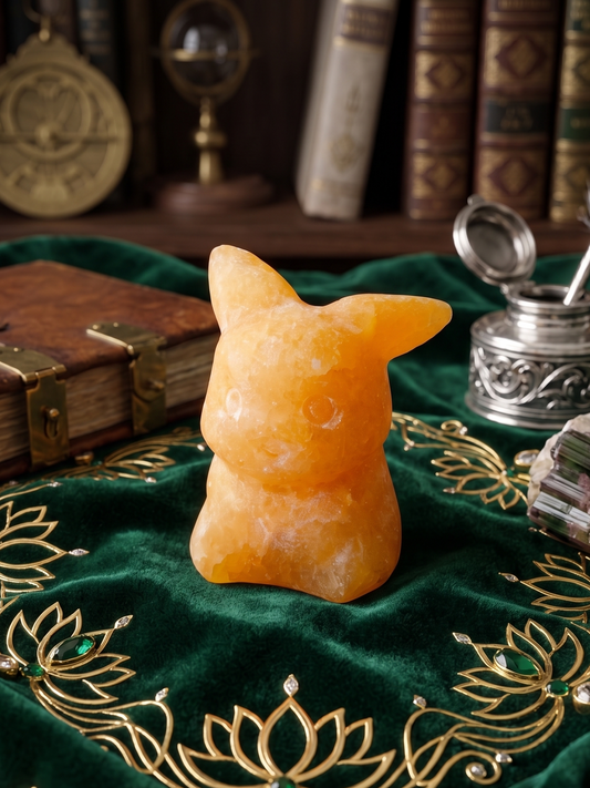 Orange Calcite Pikachu Carving