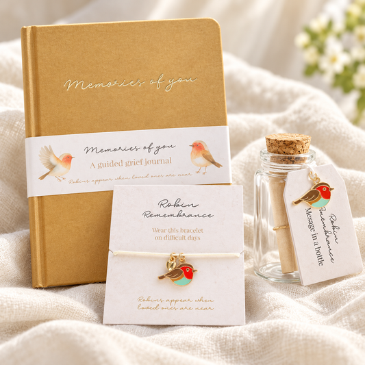 Memories of you - A5 Grief Journal, Bracelet & Message in a Bottle