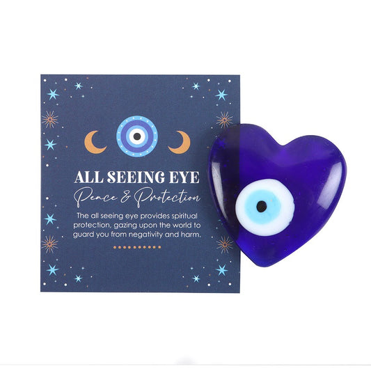 All Seeing Eye Glass Heart Charm – Peace & Protection