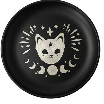 Celestial Altar Plate – Matte Black Ritual Dish