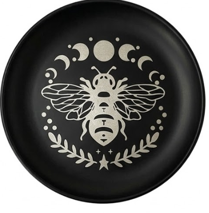 Celestial Altar Plate – Matte Black Ritual Dish