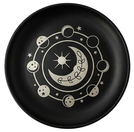 Celestial Altar Plate – Matte Black Ritual Dish