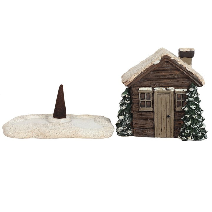 Winter Log Cabin Incense Burner