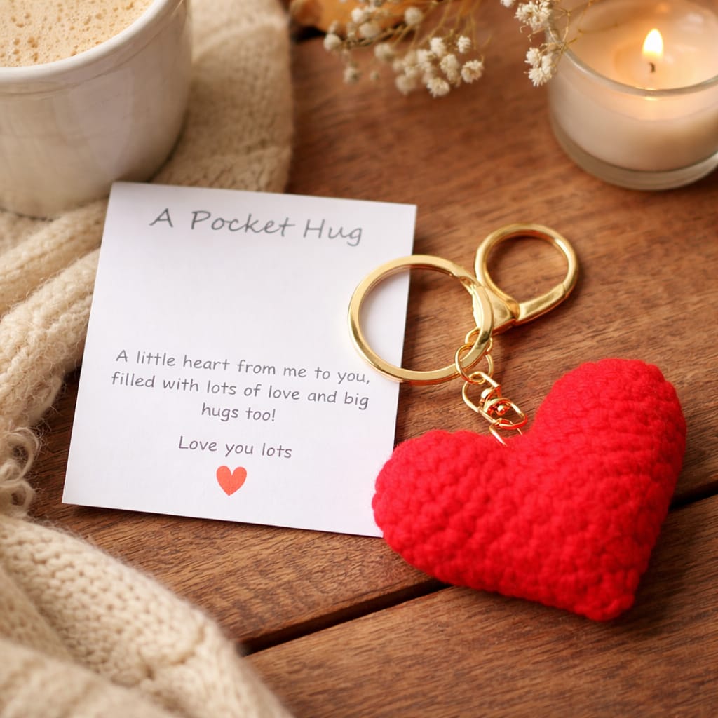 Pocket Hug Keychain - Small Crochet Heart Gift