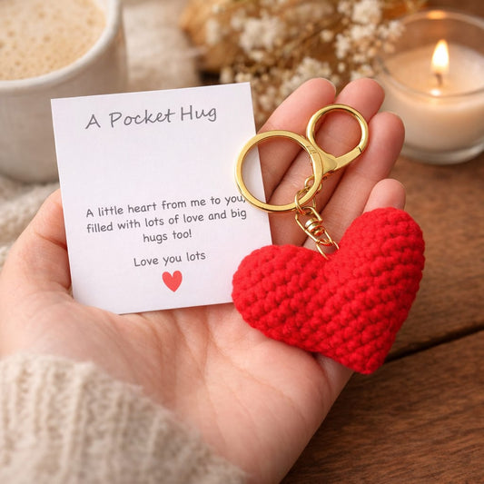 Pocket Hug Keychain - Small Crochet Heart Gift