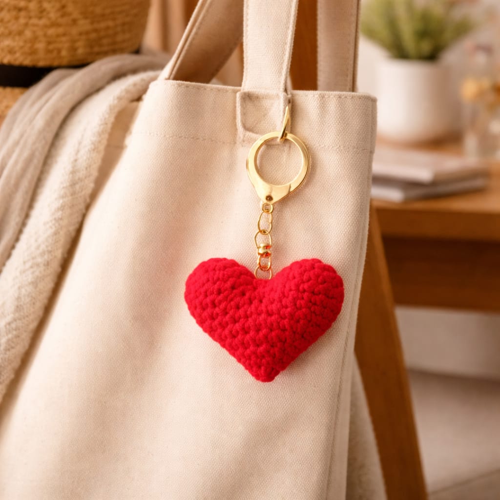 Pocket Hug Keychain - Small Crochet Heart Gift