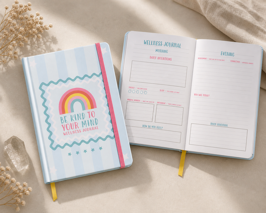 Be Kind to Your Mind A5 Wellness Journal with Citrine Pen