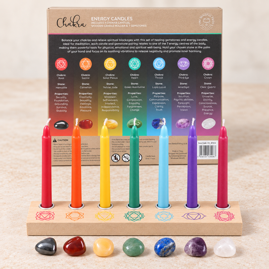 Chakra Energy Candle and Crystal Gift Set