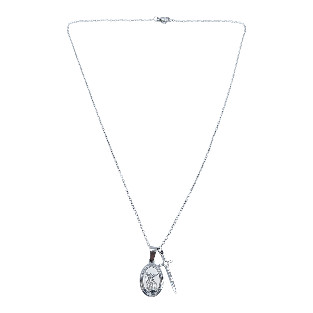 Saint Michael the Archangel medal in steel with chain