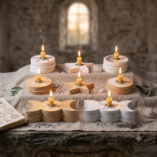 Mixed White and Natural Spell Candle Holders