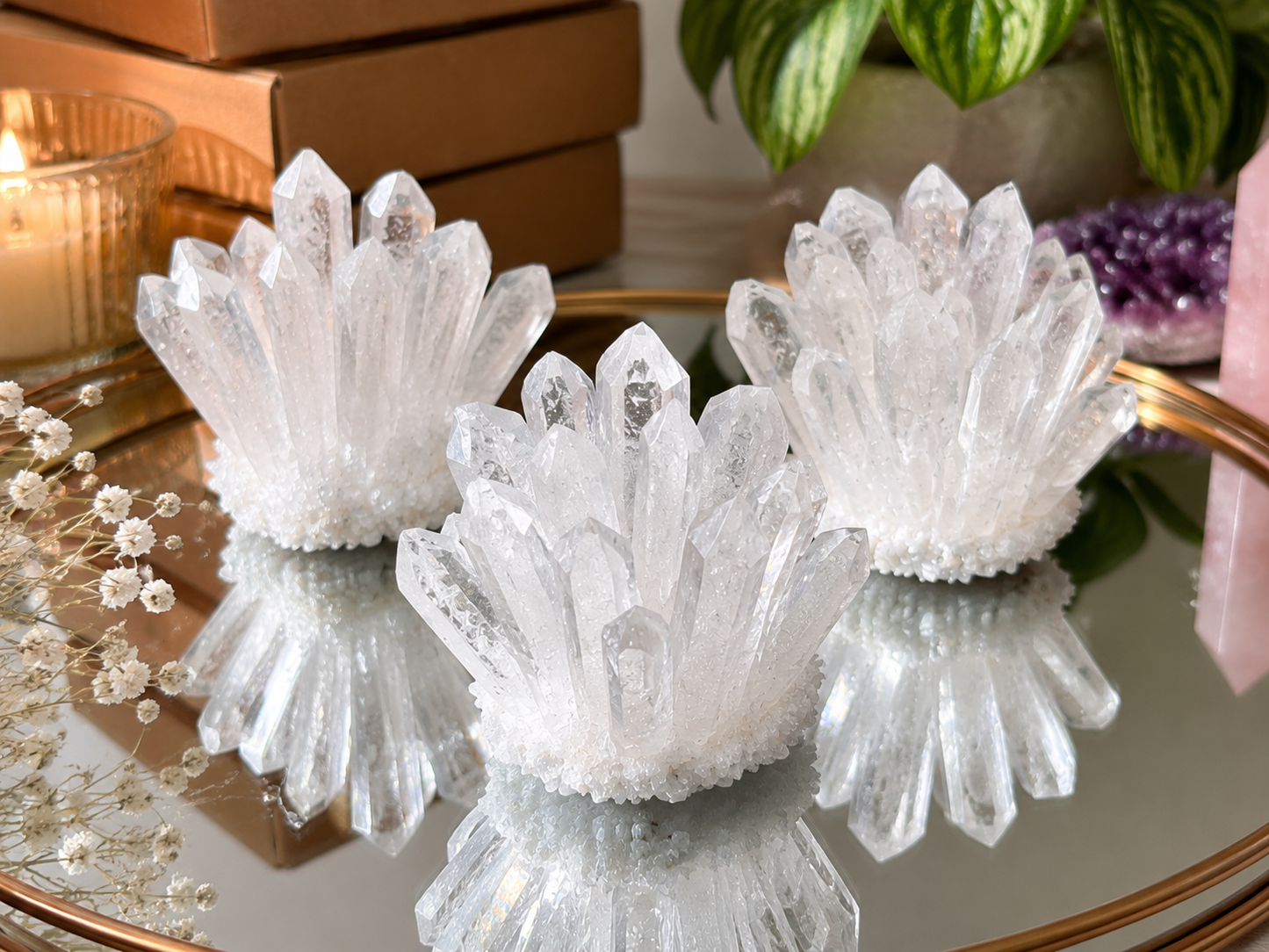 Clear Quartz Rainbow Druzy Cluster