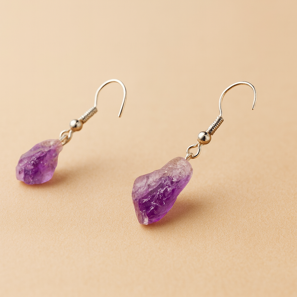Silver-Plated Amethyst Earrings – Calming Energy & Inner Strength