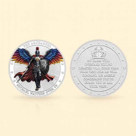 Archangel Michael Protection Coin – Silver or Gold with Display Case