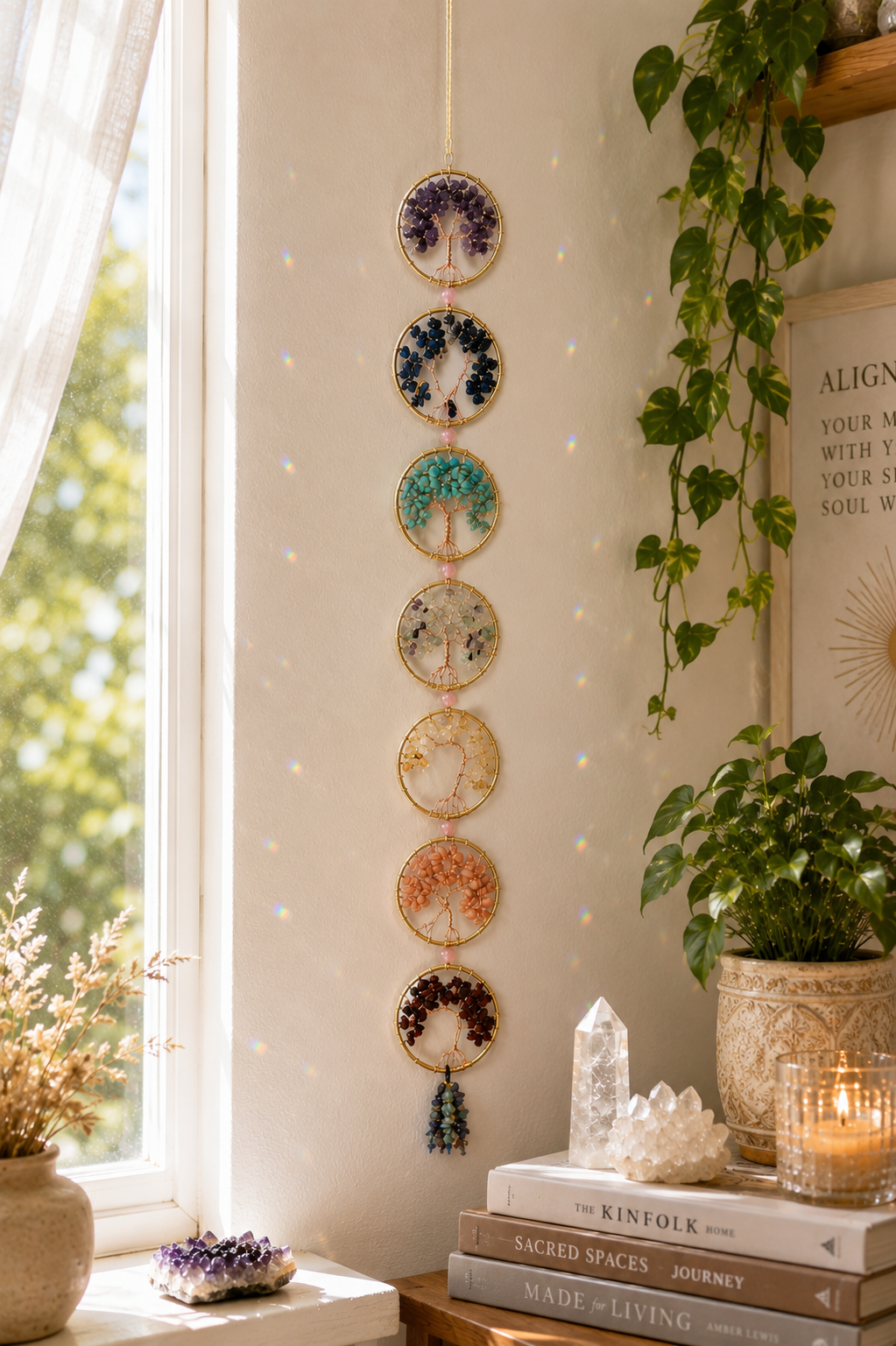 Seven Crystal Tree Wall Hanging