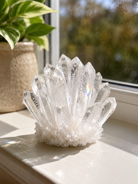 Clear Quartz Rainbow Druzy Cluster