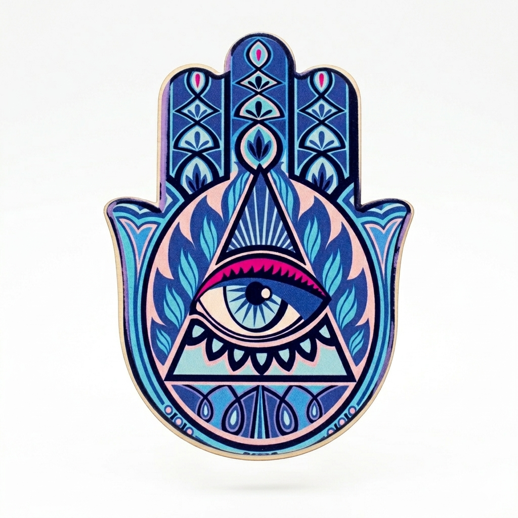 Sacred Hamsa Mandala Altar Base | Protection & Crystal Display
